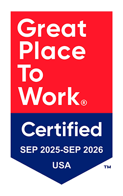 Great place to work certified September 2025 through September 2026